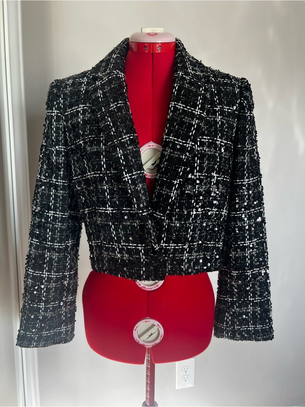 Gianni Bini Black & White Tweed Cropped Blazer